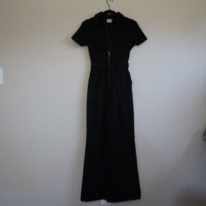 Alice + Olivia Women's Black Gorgeous Collar Wide-leg Jumpsuit Size 26